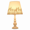 Moderne, schlichte Tischlampe mit Blumenmuster und Eisenvase