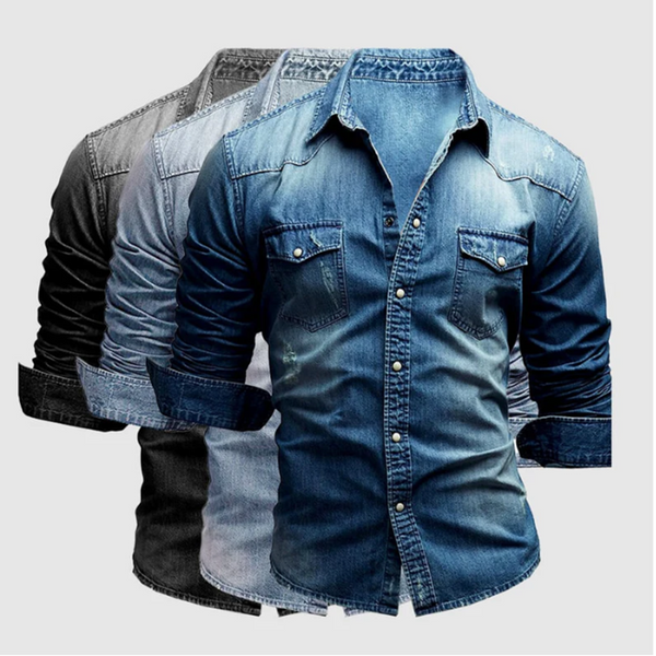 Edward – lässiges herren-jeanshemd mit langen armeln