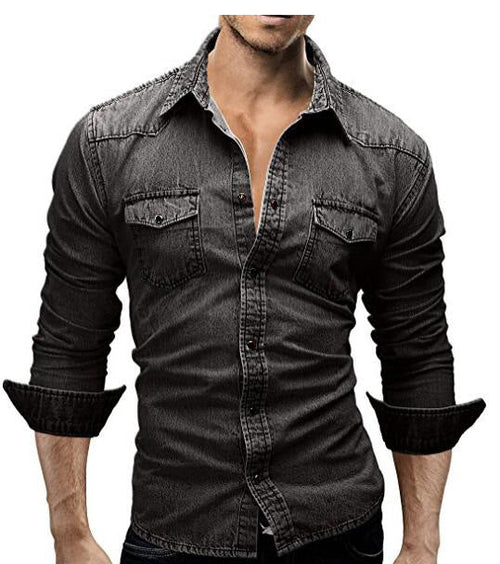 Edward – lässiges herren-jeanshemd mit langen armeln