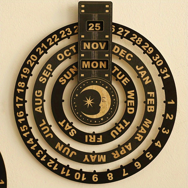 TimeCircle™ - Rotierender, kreisförmiger, ewiger Kalender aus Holz