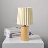 Vintage Korean Plissee Säule Massivholz Basis 1-Licht Tischlampe