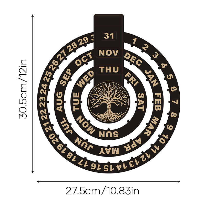 TimeCircle™ - Rotierender, kreisförmiger, ewiger Kalender aus Holz