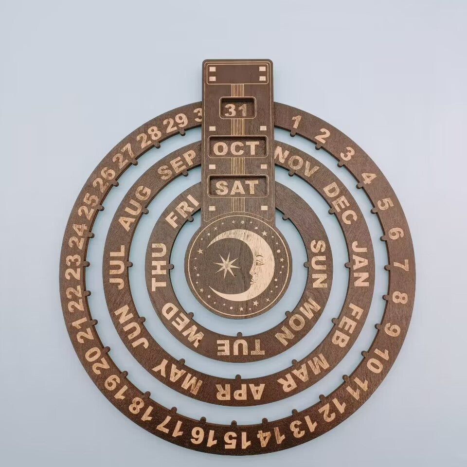 TimeCircle™ - Rotierender, kreisförmiger, ewiger Kalender aus Holz