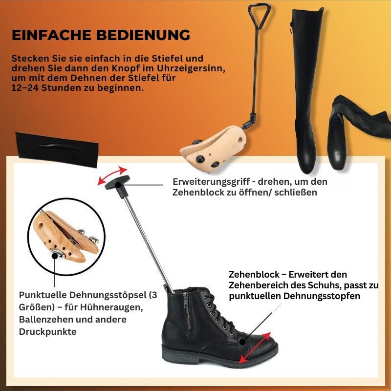 TimberStride™ - Hölzerne Werkzeuge für breite Schuhe