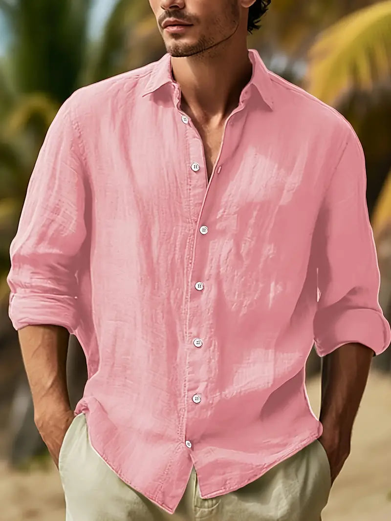 Owen – lässiges langarmshirt in volltonfarbe
