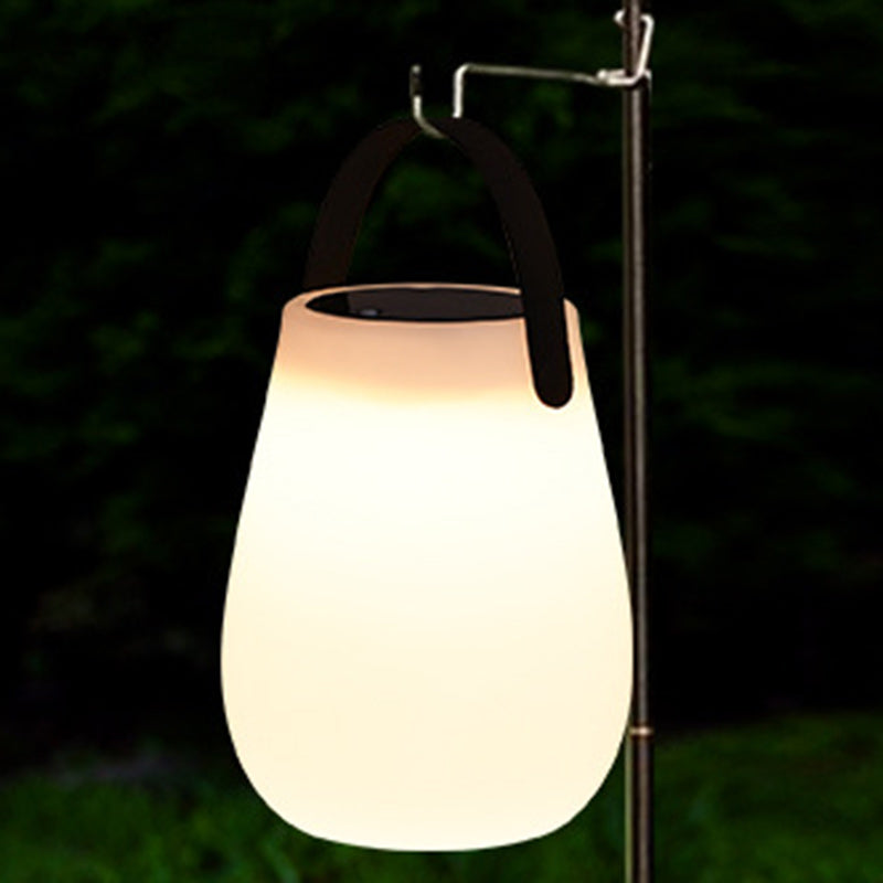 Moderne Minimalistische Solar Wasserdichte Tragbare PE Runde Zylinder Kegel LED Außenlicht Für Außenbereich