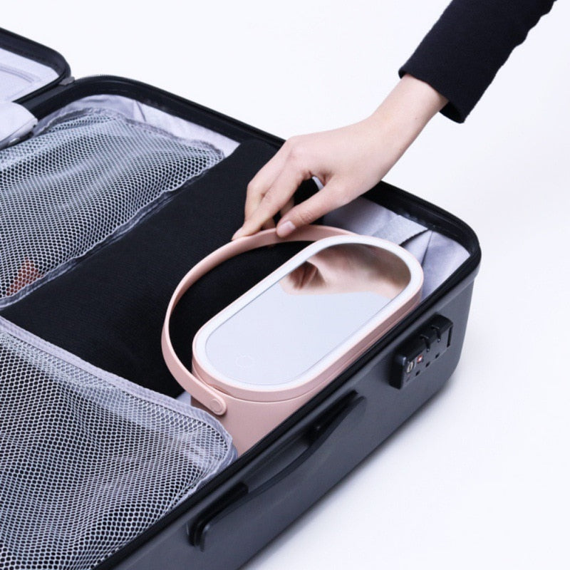 GlamBox™ - Tragbarer LED-Kosmetikspiegel mit Stauraum