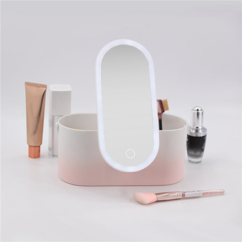 GlamBox™ - Tragbarer LED-Kosmetikspiegel mit Stauraum