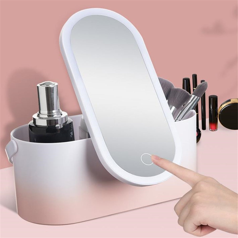 GlamBox™ - Tragbarer LED-Kosmetikspiegel mit Stauraum