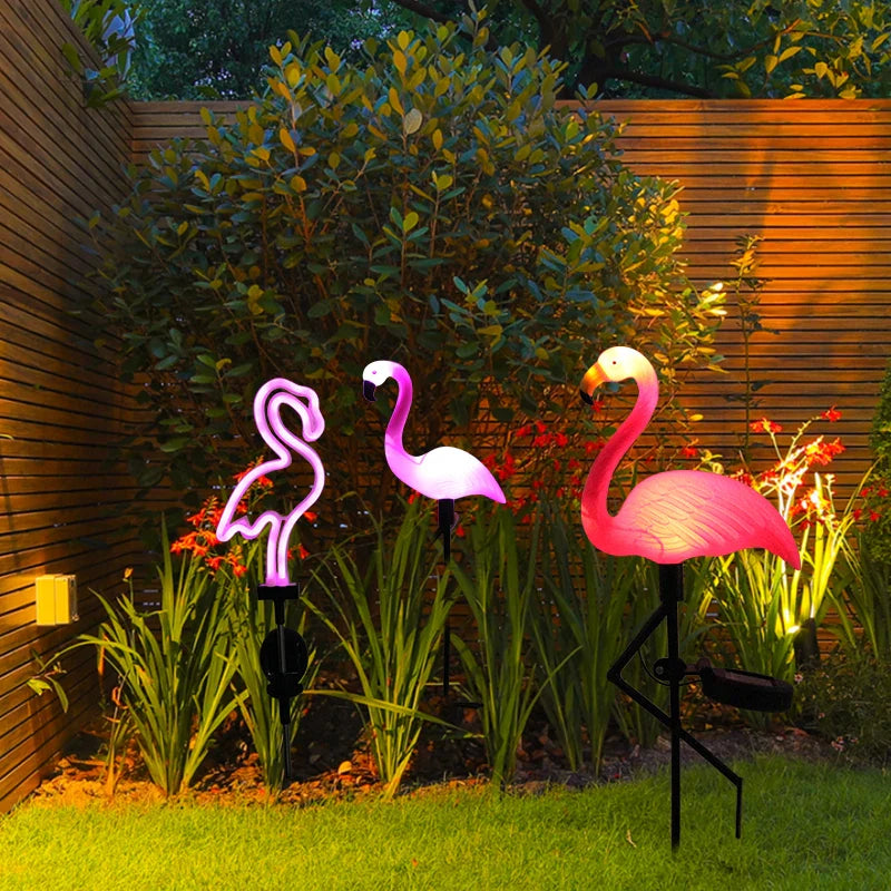 1+1 GRATIS | Glowingo™ Bunte Solarleuchte in Flamingoform
