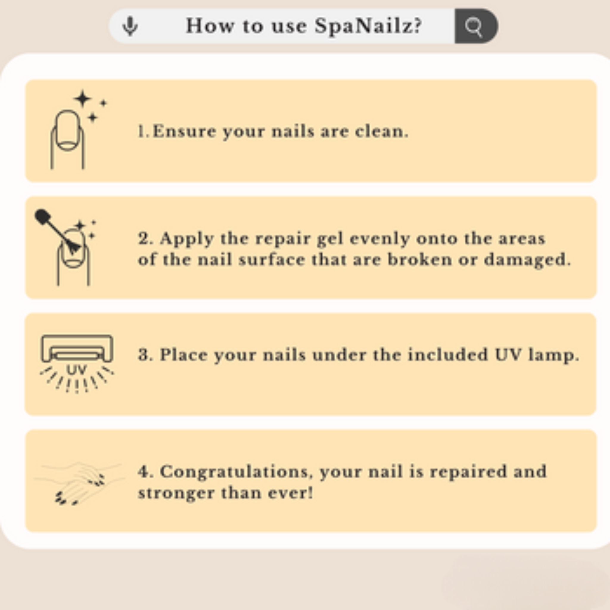 SpaNailz™ 3 in 1 Nagelreparaturset | inkl. Pinsel & UV-Lampe