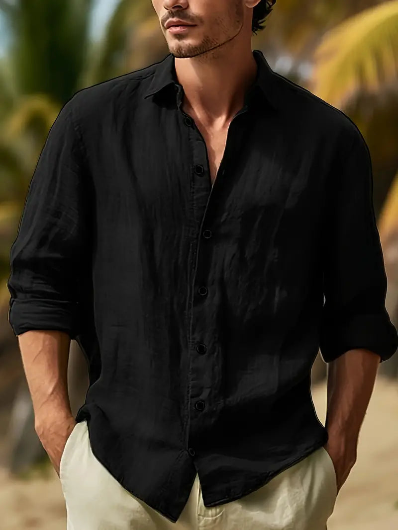 Owen – lässiges langarmshirt in volltonfarbe