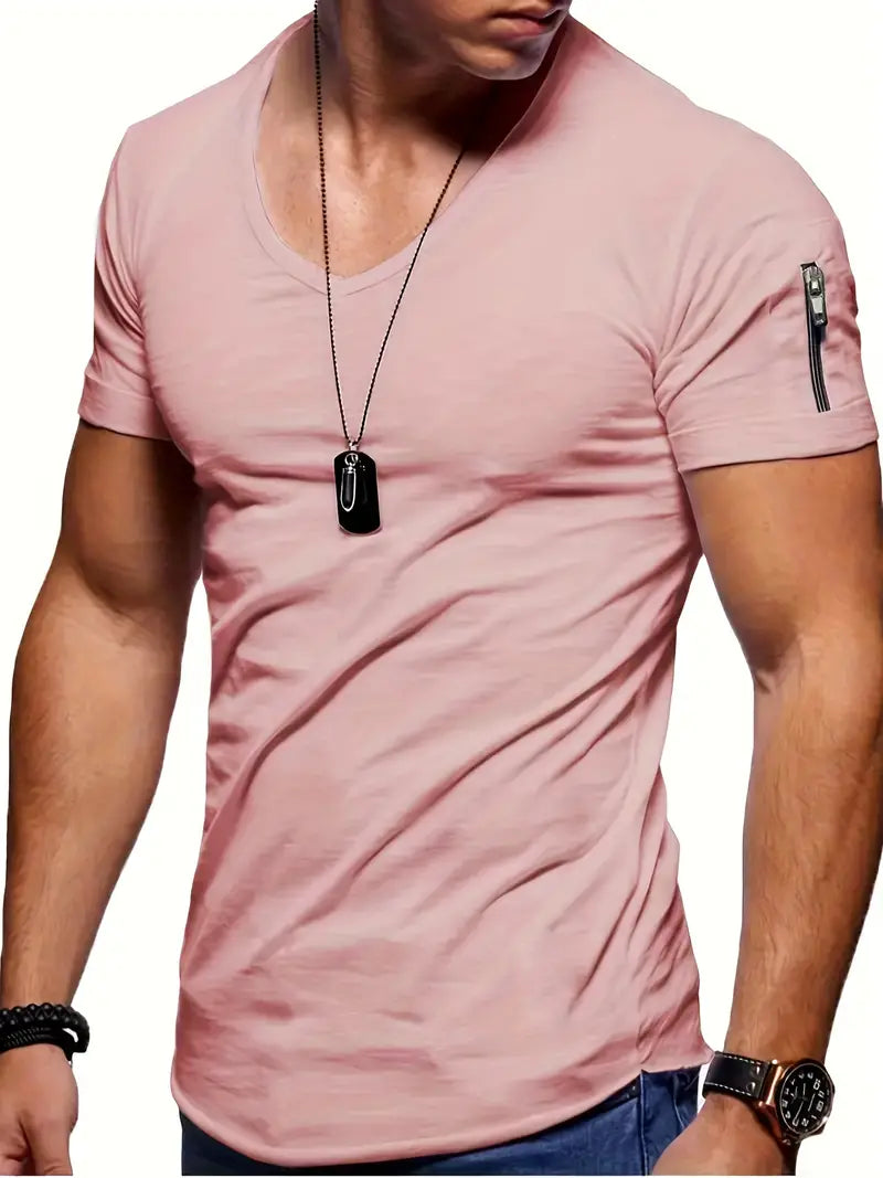 Lässiges T-Shirt mit V-Ausschnitt für den Sommer - Detlev